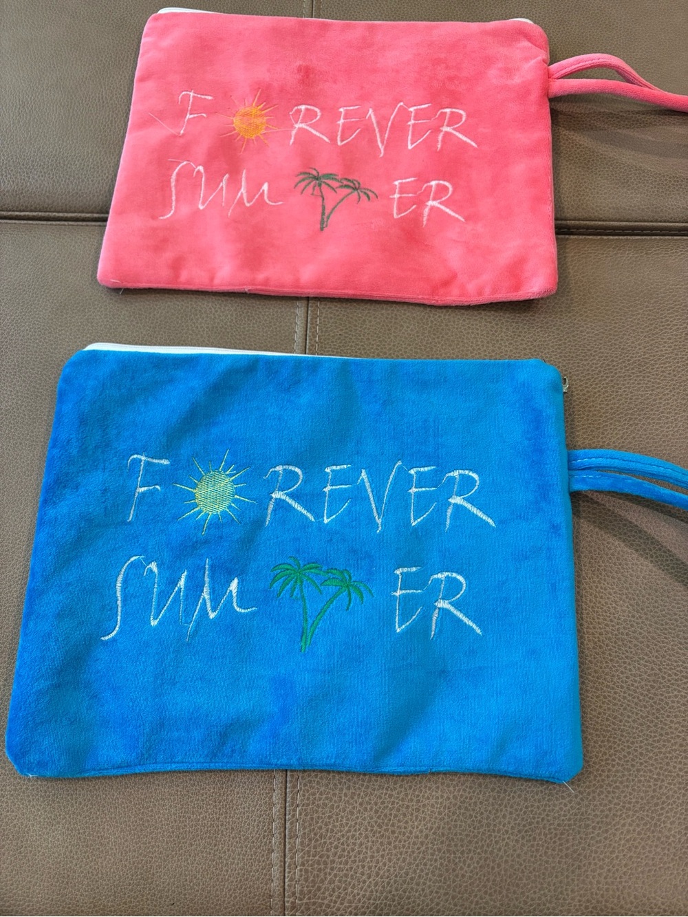 Forever Summer Embroidered Wristlet Pouch For Wet Swimsuits NWOT - Includes Both